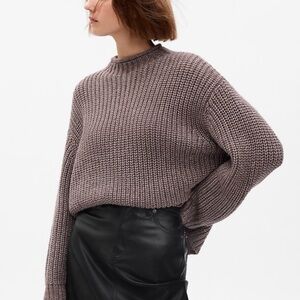 Gap Cashsoft Funnel Neck Oversize Brown Shine Sweater